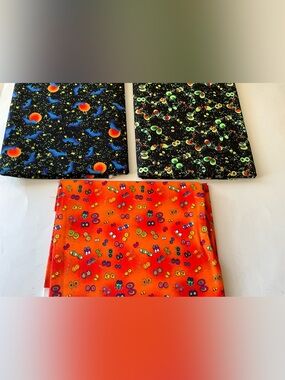 Halloween Quilting Sewing Crafts Fabrics Goggle Eyes Bats Orange Green Blue